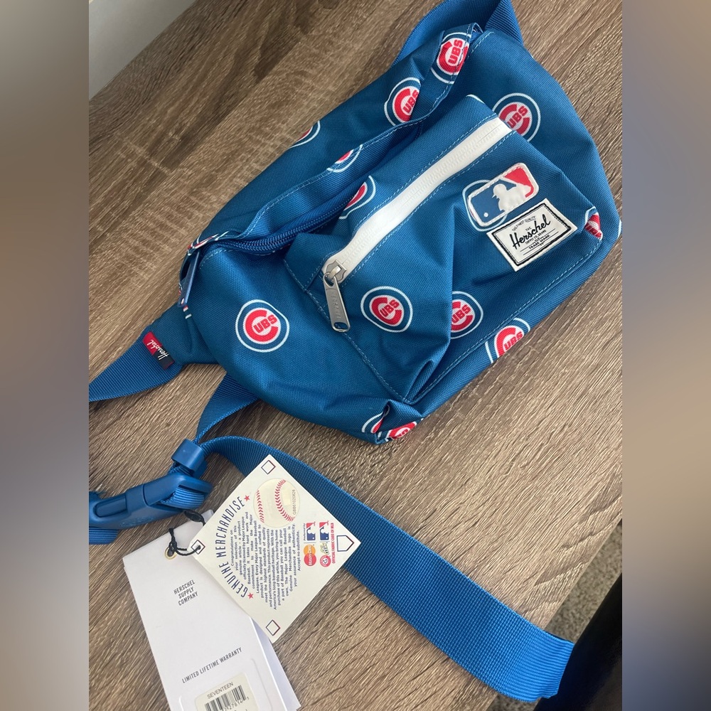 MLB Chicago Cubs Herschel Co. Blue Fanny Pack All Over Logo Print